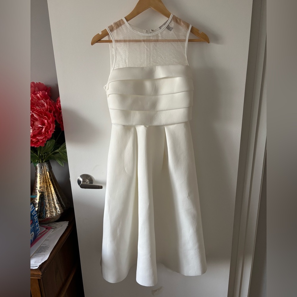 ASOS White Pleated A-Line Dress